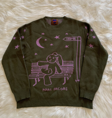Heaven By Marc Jacobs Bunny Knit Crewneck Sweater Wool Green