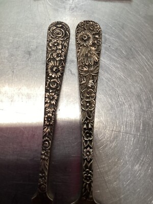 Set of 2 S.Kirk & Son Sterling Silver Baltimore Rose Spoon & Place