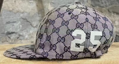GUCCI GG Logo 25 Patch Jacquard Cotton Canvas Baseball Cap Hat