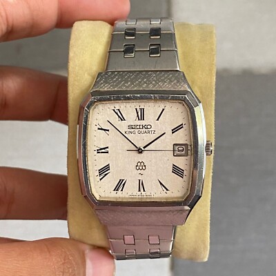 RARE Seiko King Quartz 9722-5000 Silver Snowflake Dial Date