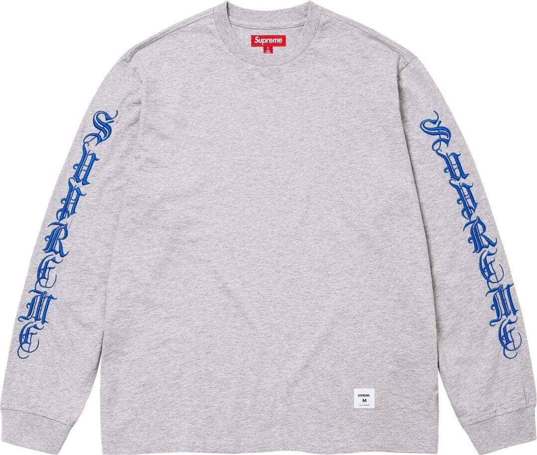 Supreme Old English L/S Top Heather Grey Pink Orange White Black
