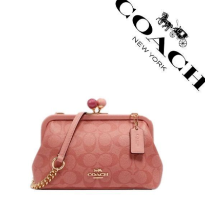 COACH Kiss Lock Logo Pink 2way Hand Bag Shoulder Bag Rare New | eBay