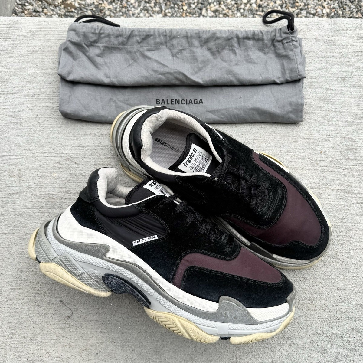 Balenciaga Triple S 2.0 Sneakers Size EU 42 US 9 Black Burgundy