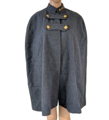 Vintage Bruck's NURSING APPAREL Gray Red Lined Wool Cape Uniform
