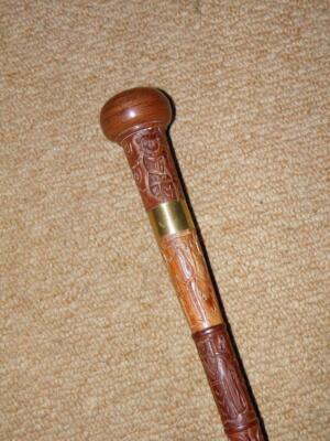 Antique Japanese Walking Stick / Cane - Buddhist Sōhei Shaft