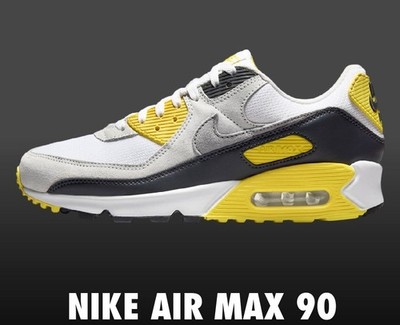 Nike Air Max 90 Shoes White Black Lighting Yellow DM0029-111 Mens