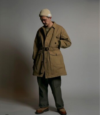 Nigel Cabourn Coat Khaki/Ivory SIZE: M (46) Reversible Popular