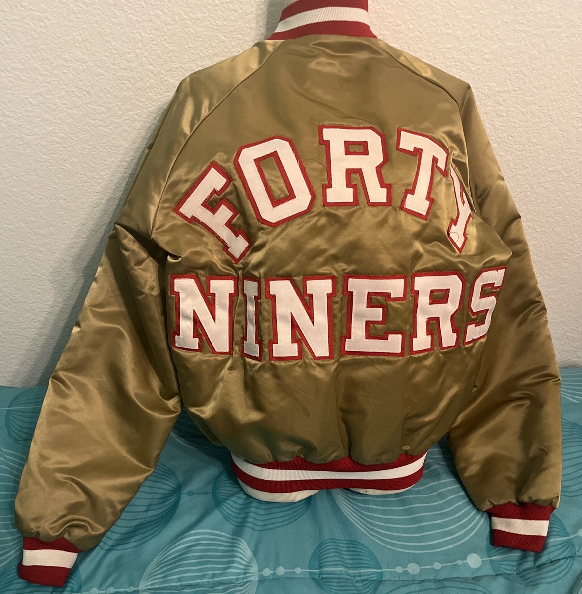 Vintage NFL Chalk Line San Francisco 49ers Satin Spell Out Jacket