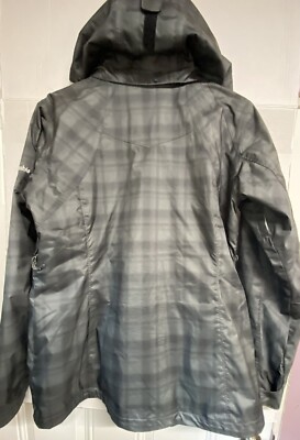 COLUMBIA Black Gray Green Plaid Omni Tech Jacket Womens Large READ