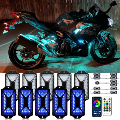 10PCS RGB LED Rock Underglow Light Kit For Kawasaki Ninja 650 400