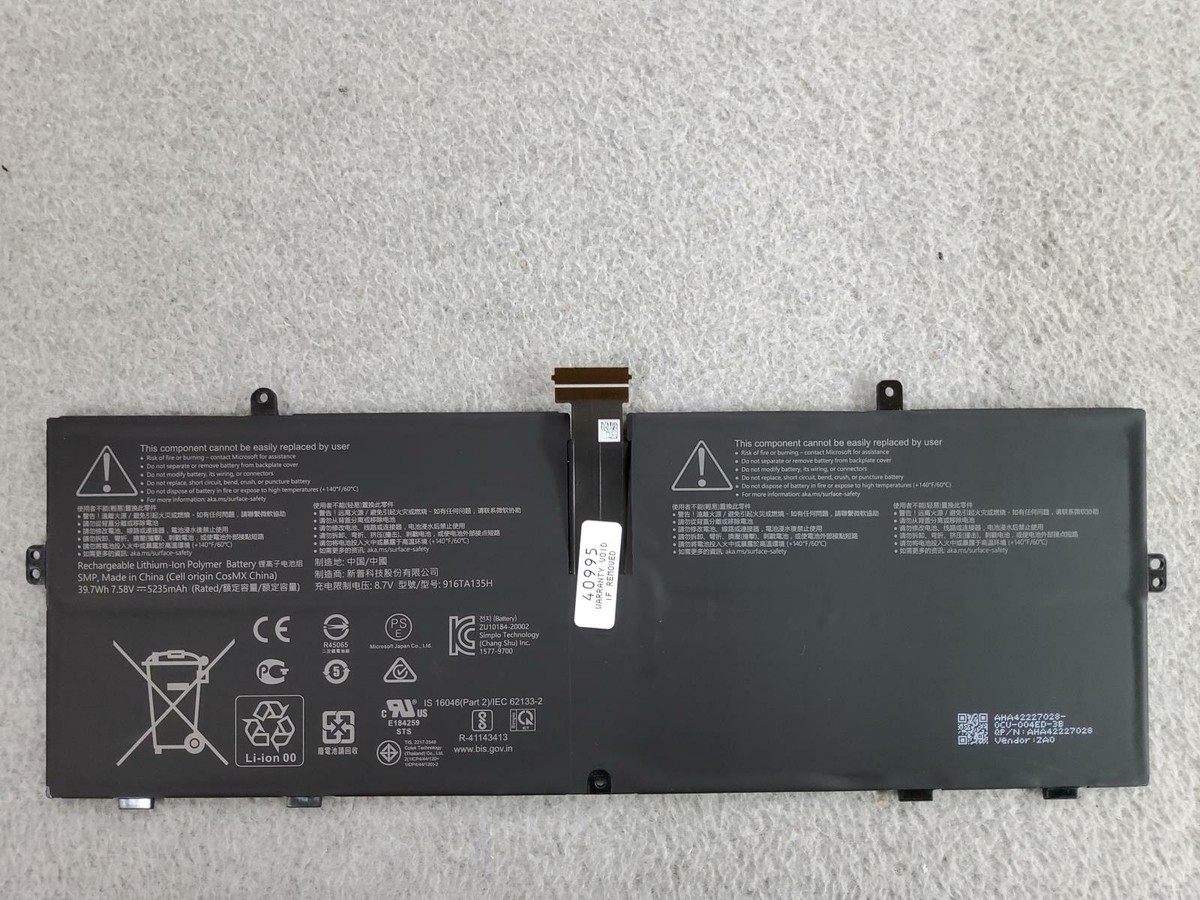 Microsoft Surface Laptop Go M1943 Original OEM Main Battery 7.58V