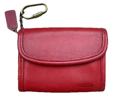 Coach Multifunction Red Leather Purse Snap Wallet Case Vintage