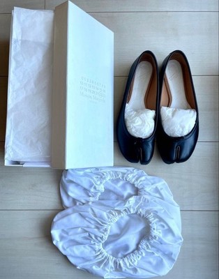 Maison Margiela Tabi Ballet Flats Ballerina Shoes Black Leather