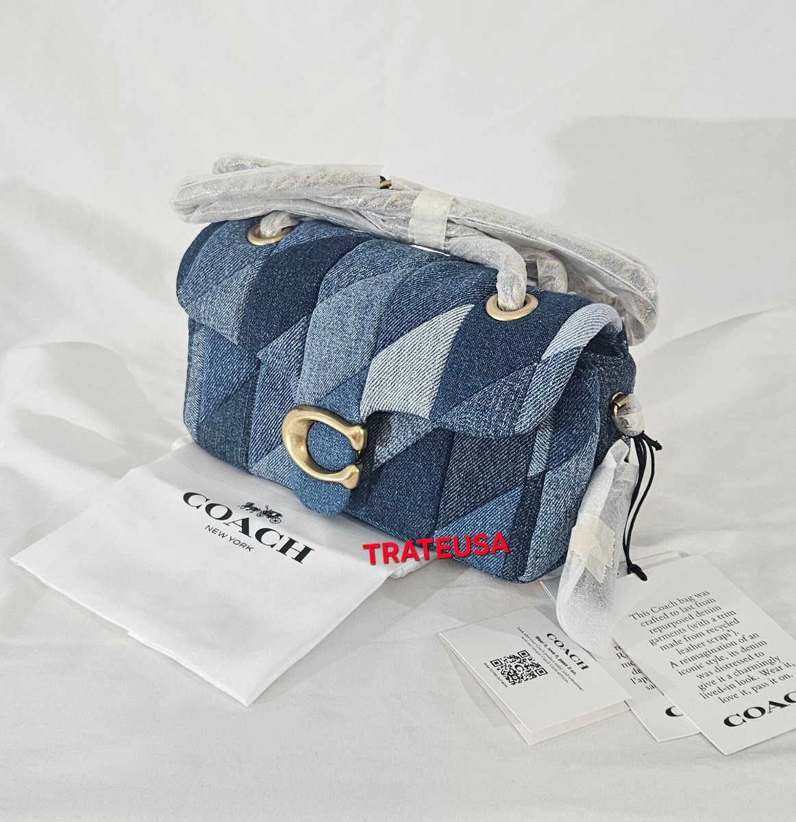 NWT Coach Tabby Shoulder Bag 20 With Patchwork Quilting Denim