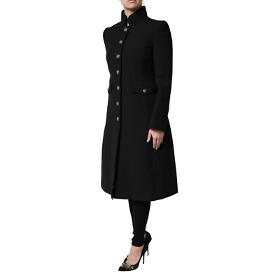 DOLCE & GABBANA Jacket Black Wool Single Breasted Trench Coat IT42