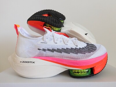 WMNS NIKE AIR ZOOM ALPHAFLY NEXT% FK FLYKNIT WHITE-PINK-BLK SZ 6