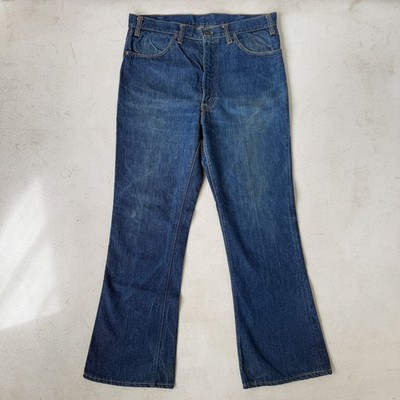 Vtg 1970s Levis 646 Flare Jeans Dark Blue Big E Orange Tab Single