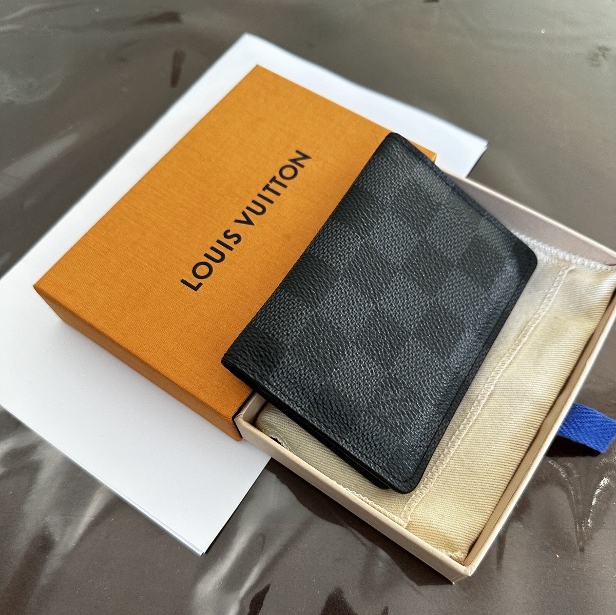 LOUIS VUITTON Pocket Organizer Damier Graphite Pass Case N63143 | eBay
