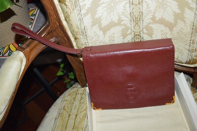 CARTIER MUST DE CARTIER MEN WRISTLET CLUTCH BAG VINTAGE BORDEAUX