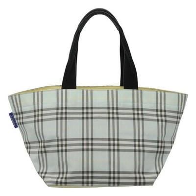 Burberrys Blue Label Nova Check Tote Bag Nylon Light Blue Auth
