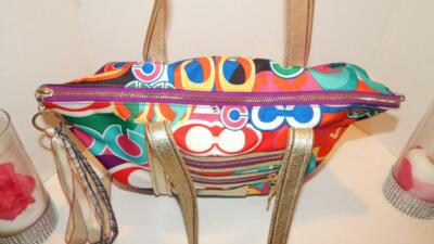 Coach Graffiti Tote Bag POPPY Signature Glam Handbag Style 13839