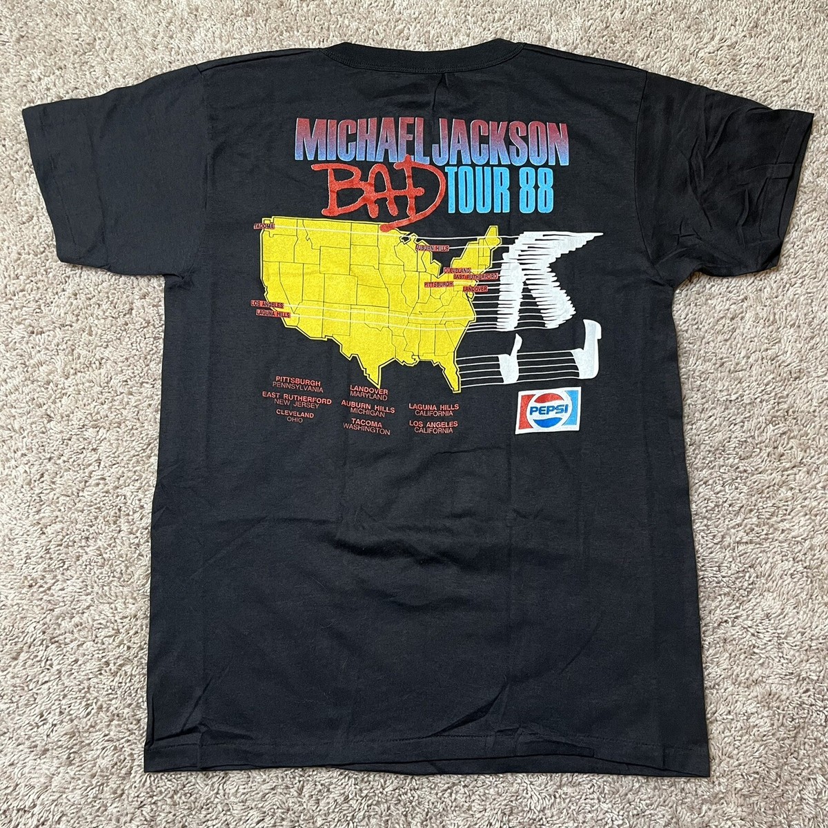 Vintage 1988 Michael Jackson Bad Tour T Shirt Single Stitch Size