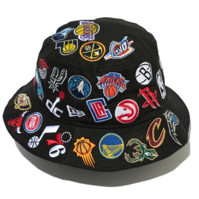 NEW ERA Bucket Hat NBA All Over Team Logo 9FIFTY Basketball Black