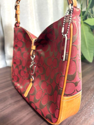 Coach 6091 Hampton Hobo Clip bag Red One Shoulder Handbag Jackied