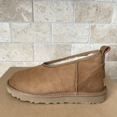 UGG CHESTNUT CLASSIC MICRO MINI SUEDE SHEEPSKIN BOOTS SIZE US 8