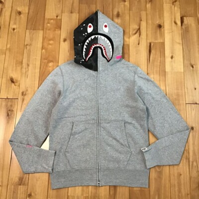 Stussy × BAPE camo shark full zip hoodie Gray A Bathing Ape Size S