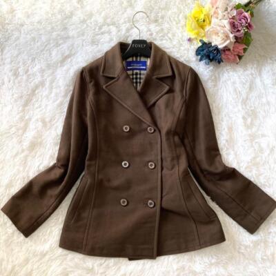 Burberry Blue Label Brown Cotton Double Fur 2way Nova Check Pea