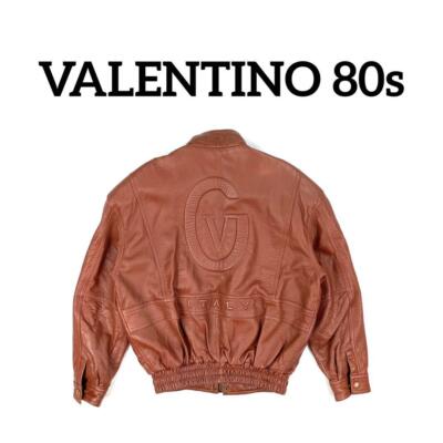 VALENTINO Leather Jacket Vintage French Leather Brown Orange From