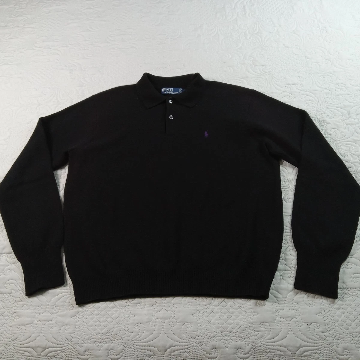 ラルフローレン 90s L/S sweat polo XL black 90's Polo Ralph Lauren