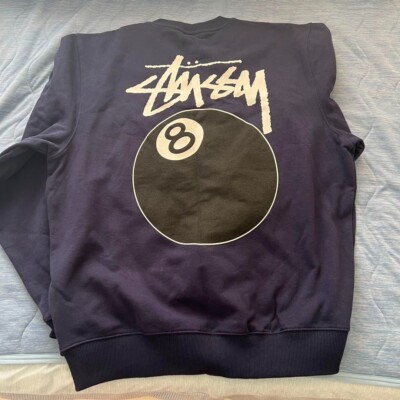 STUSSY 8 BALL SWEATSHIRT NAVY BLUE POOL BILLIARDS SIZE M w/tag | eBay
