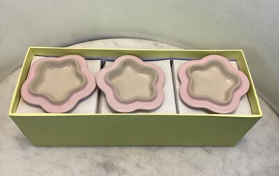 LE CREUSET Set Of 3 Stoneware Pink Petite Ramekin Fleur Collection