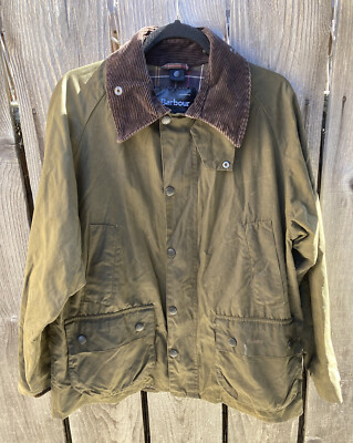 Men's Barbour Waxed Jacket Green Bedale Solid NO SIZE TAG Outdoor