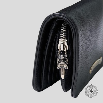 Chrome Hearts Joey Scroll Logo Leather Wallet in Black | eBay