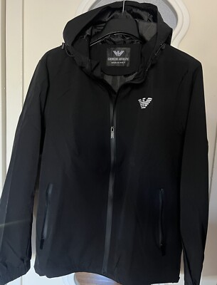 Giorgio Armani Men's Logo Print Hooded Blouson Jacket Size XL