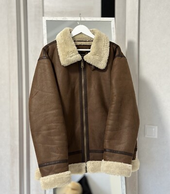 B-3 Alpha Industries Sheepskin Style Brown Pilot Rare Man's Jacket
