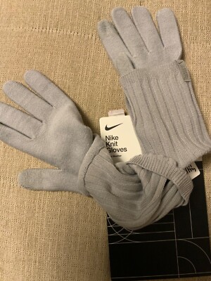 Nike women's grey stretchy knitted gloves RN 129862 1597 063 Sz M