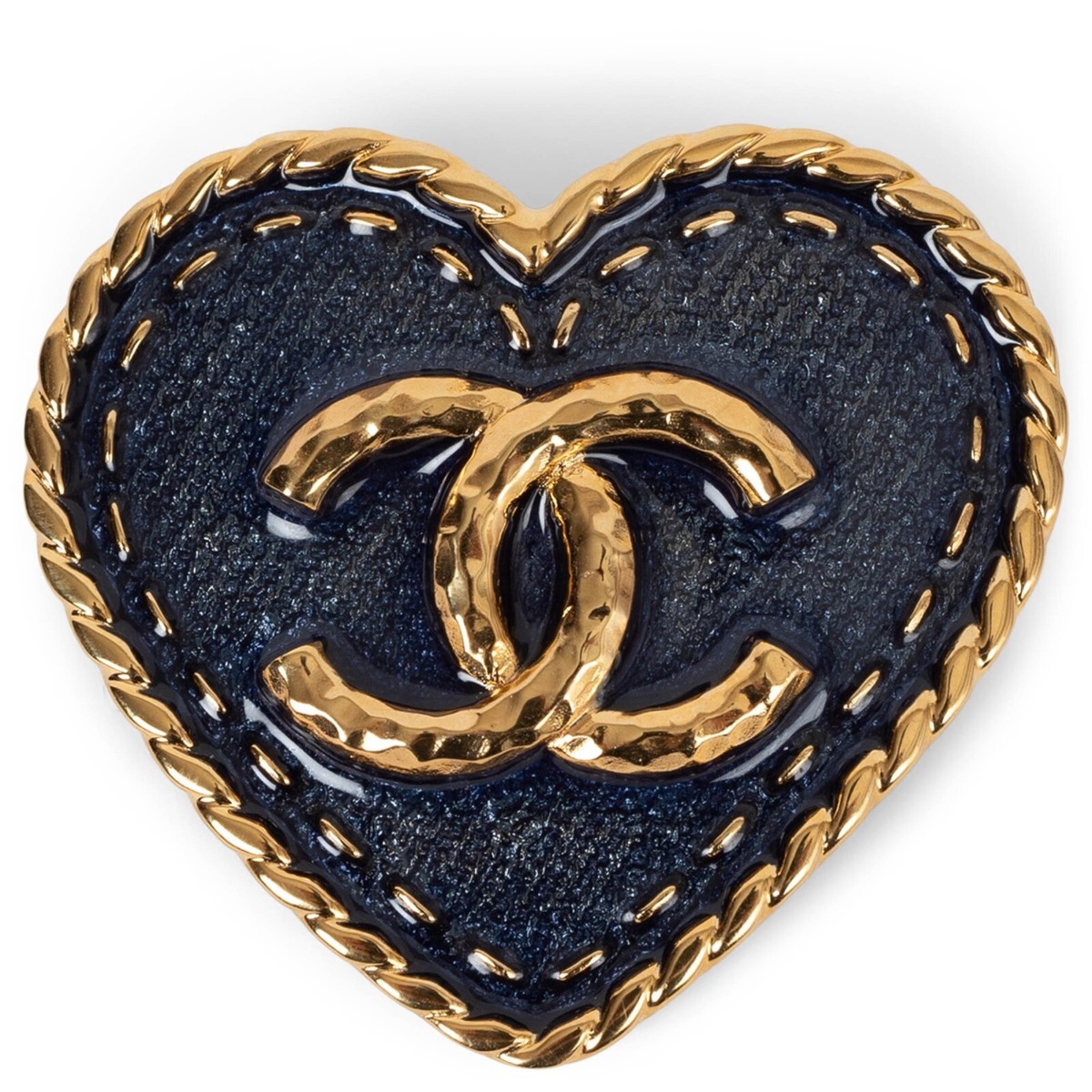 71698 auth CHANEL blue enamel 24P CC DENIM HEART Brooch | eBay