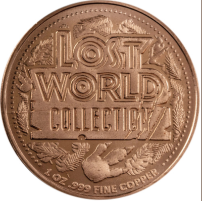 Tyrannosaurus Rex T-Rex Dinosaur 1oz Copper Round Lost World