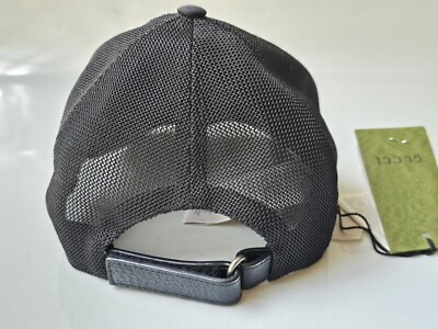 Gucci Black Hat Baseball Cap Size M 58 cm Red Embroidered Logo