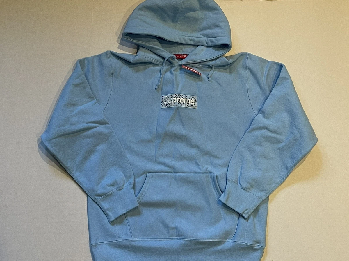 SUPREME BANDANA BOX LOGO BOGO HOODIE HOODED SWEATSHIRT LIGHT BLUE