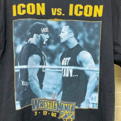 Wrestlemania 18 X8 The Rock Hulk Hogan icon vs icon L(US M) used