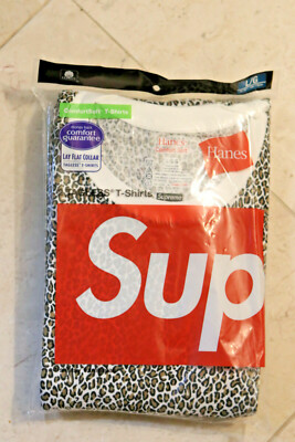 AUTHENTIC Supreme Hanes Tagless Leopard Mens 2 Tee T-Shirts Small