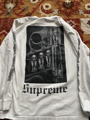 FW14 Supreme x H.R. Giger L/S Tee Top M medium White long sleeve t