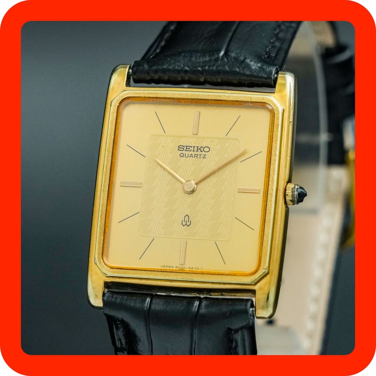 Vintage 1980 [N-MINT] SEIKO Dolce 6020-5460 Gold dial Square Tank