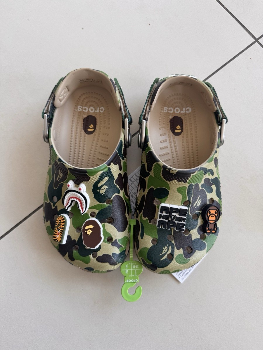 Bape Crocs A Bathing Ape Classic Clog ABC Camo Green Kids - UK2
