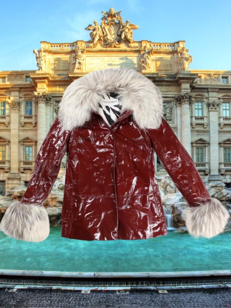 Dolce & Gabbana Vintage ICONIC 1990s Patent Leather Fur Jacket